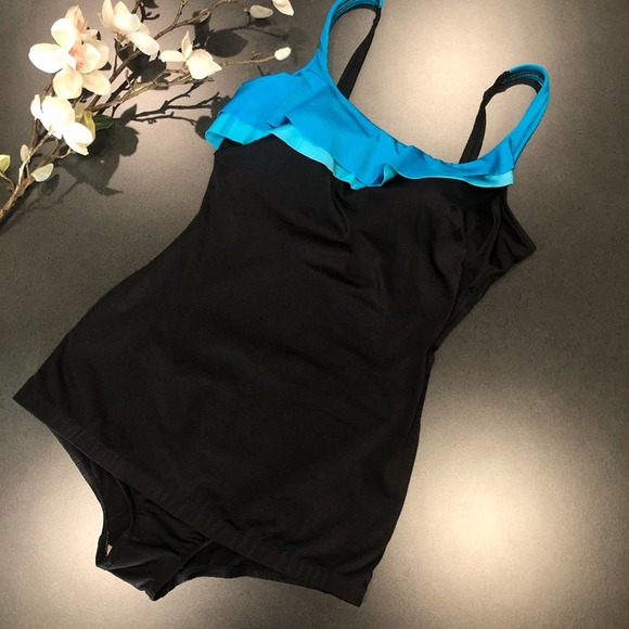 Vintage Sirena Bullet Bra Ruffle Modesty Apron Double Front One Piece Swimsuit - Picture 1 of 16